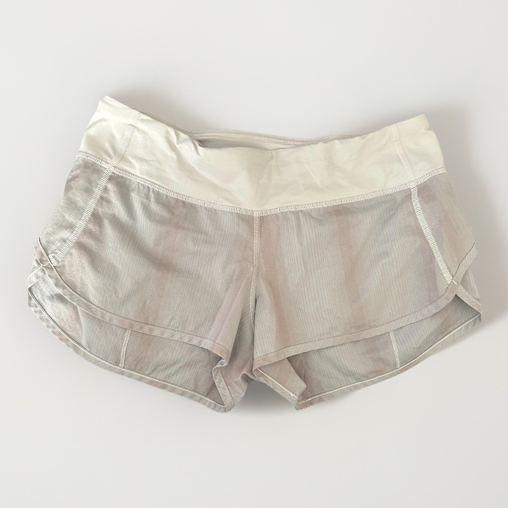 lululemon athletica Light Gray and White Women's Bike Shorts